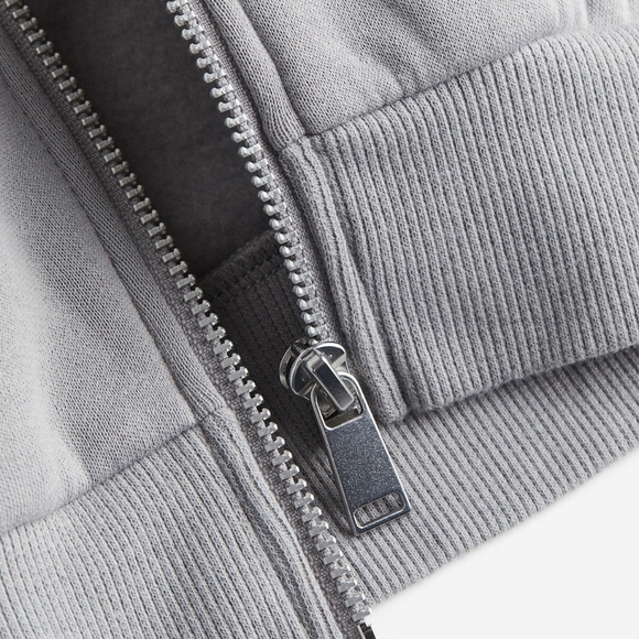 H&M Divided Light Gray Cropped Zip-through Hoodie - Picture 8 of 8